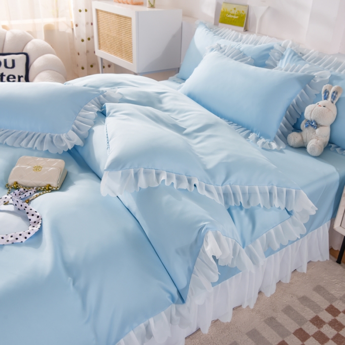 91家纺网 家纺一手货源 找家纺 梦之岛 2022新款挚爱水洗真丝四件套 挚爱-天蓝