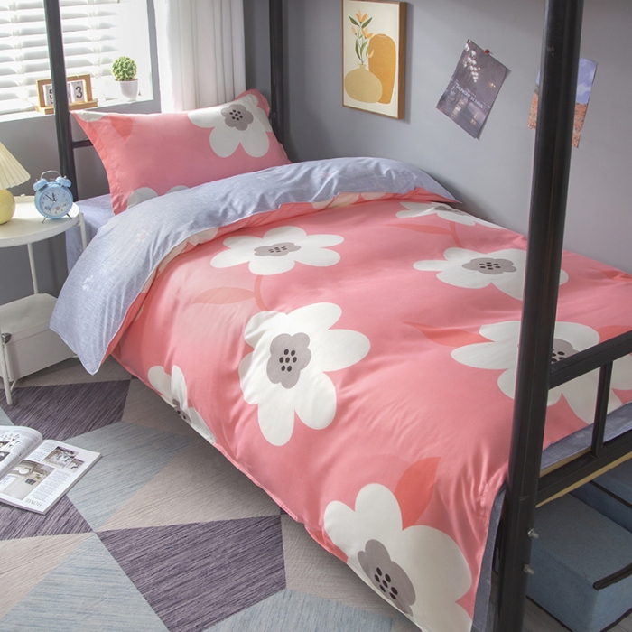 91家纺网 家纺一手货源 找家纺 曼璐2025芦荟棉学生寝室架子床套件宿舍1.5 春暖花开-粉