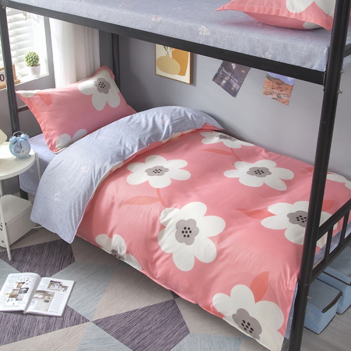 91家纺网 家纺一手货源 找家纺 曼璐2025芦荟棉学生寝室架子床套件宿舍1.5 春暖花开-粉