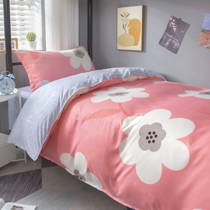 91家纺网 家纺一手货源 找家纺 曼璐2025芦荟棉学生寝室架子床套件宿舍1.5 春暖花开-粉