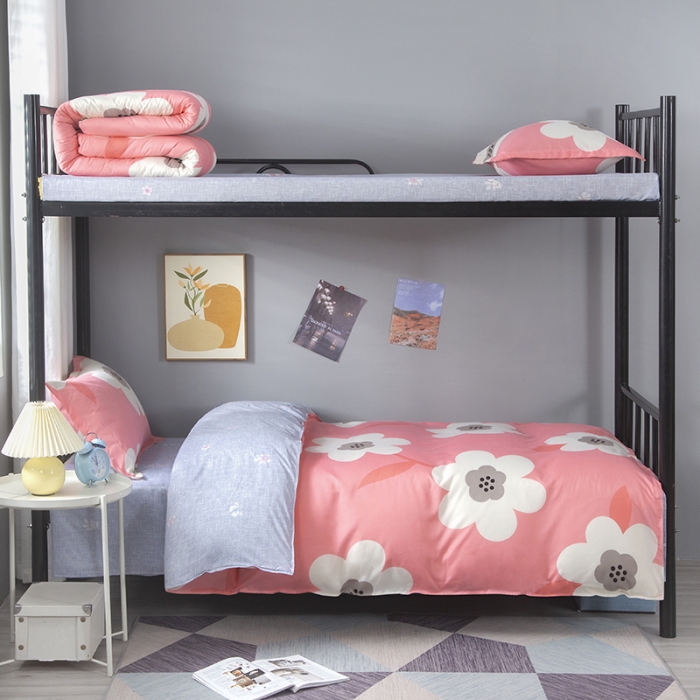 91家纺网 家纺一手货源 找家纺 曼璐2025芦荟棉学生寝室架子床套件宿舍1.5 春暖花开-粉