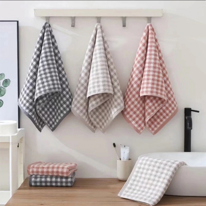 91家纺网 家纺一手货源 找家纺 【小格纹毛巾浴巾】良品汇馆日式良品格纹毛巾全棉毛巾格子浴巾