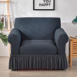 91家纺网 家纺一手货源 找家纺 布卢姆沙发套2022新款金针提花纯色系列组合沙发套系列 椅子套 金提浅灰