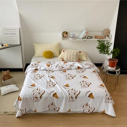 91家纺网 家纺一手货源 找家纺 棉眠 2022新款13070全棉卡通系列夏被 喵喵披萨