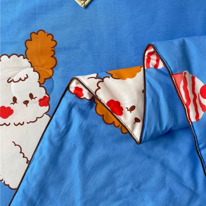 91家纺网 家纺一手货源 找家纺 棉眠 2022新款13070全棉卡通系列夏被 狗狗蛋糕