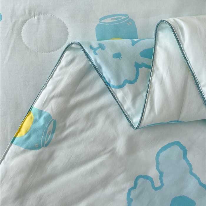 91家纺网 家纺一手货源 找家纺 棉眠 2022新款13070全棉卡通系列夏被 兔兔柠檬茶