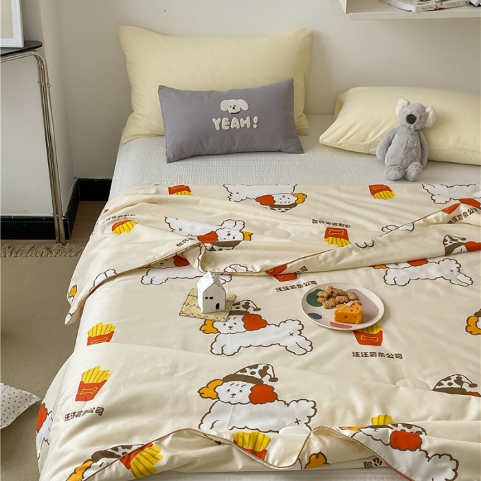 91家纺网 家纺一手货源 找家纺 棉眠 2022新款13070全棉卡通系列夏被 汪汪薯条