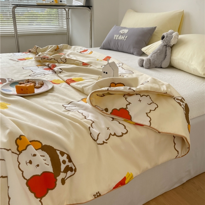 91家纺网 家纺一手货源 找家纺 棉眠 2022新款13070全棉卡通系列夏被 汪汪薯条