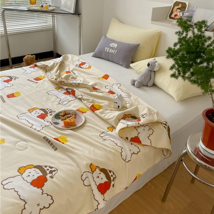 91家纺网 家纺一手货源 找家纺 棉眠 2022新款13070全棉卡通系列夏被 汪汪薯条