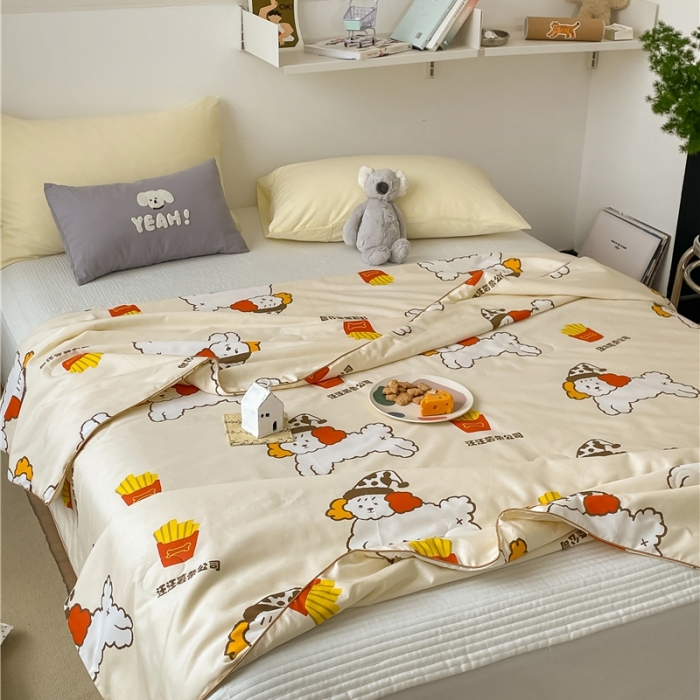 91家纺网 家纺一手货源 找家纺 棉眠 2022新款13070全棉卡通系列夏被 汪汪薯条