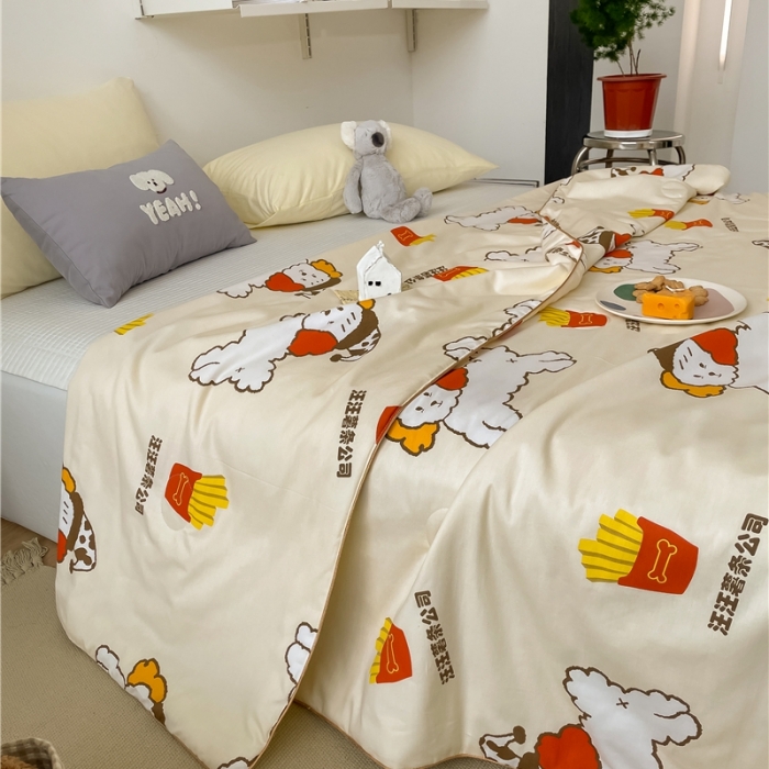 91家纺网 家纺一手货源 找家纺 棉眠 2022新款13070全棉卡通系列夏被 汪汪薯条