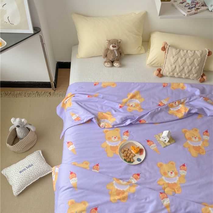 91家纺网 家纺一手货源 找家纺 棉眠 2022新款13070全棉卡通系列夏被 小熊冰淇淋