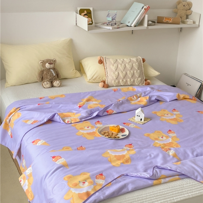 91家纺网 家纺一手货源 找家纺 棉眠 2022新款13070全棉卡通系列夏被 小熊冰淇淋