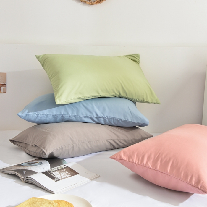 91家纺网 家纺一手货源 找家纺 （总）极梦 新款40支纯色喷气全棉枕套纯棉单只枕头套