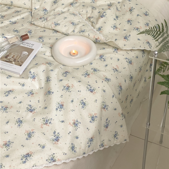 91家纺网 家纺一手货源 找家纺 棉眠 2022新款13070全棉碎花系列夏被 艾莎蓝