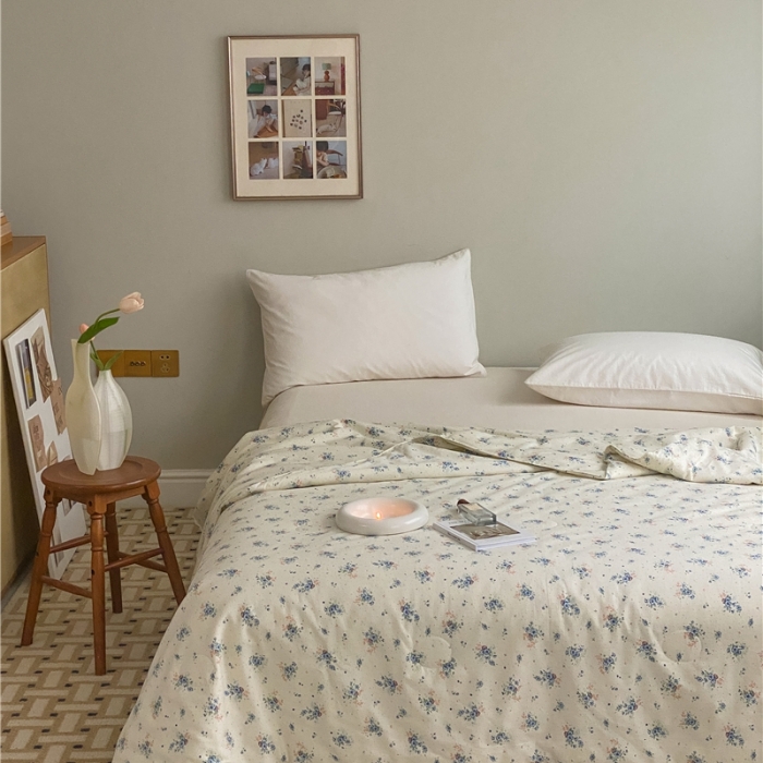 91家纺网 家纺一手货源 找家纺 棉眠 2022新款13070全棉碎花系列夏被 艾莎蓝