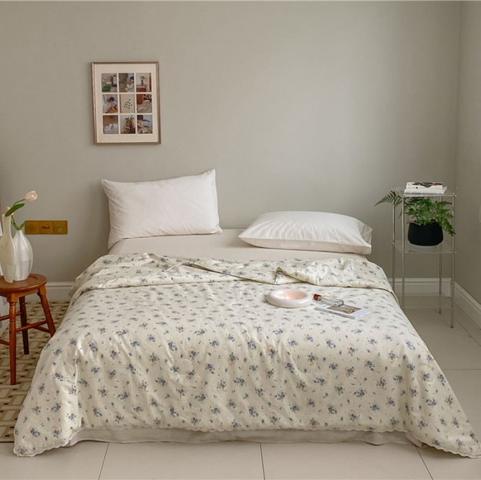 91家纺网 家纺一手货源 找家纺 棉眠 2022新款13070全棉碎花系列夏被 艾莎蓝