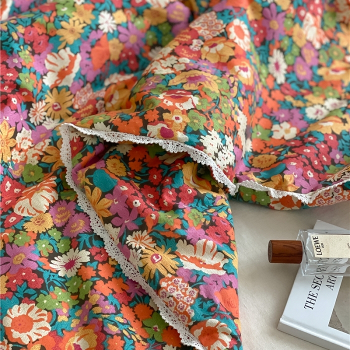 91家纺网 家纺一手货源 找家纺 棉眠 2022新款13070全棉碎花系列夏被 落日珊瑚