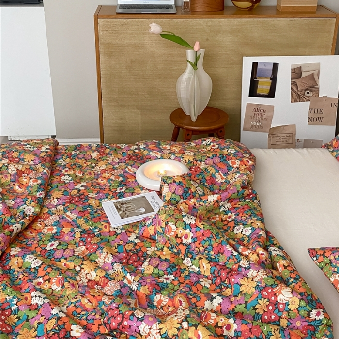 91家纺网 家纺一手货源 找家纺 棉眠 2022新款13070全棉碎花系列夏被 落日珊瑚