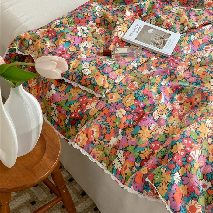 91家纺网 家纺一手货源 找家纺 棉眠 2022新款13070全棉碎花系列夏被 落日珊瑚