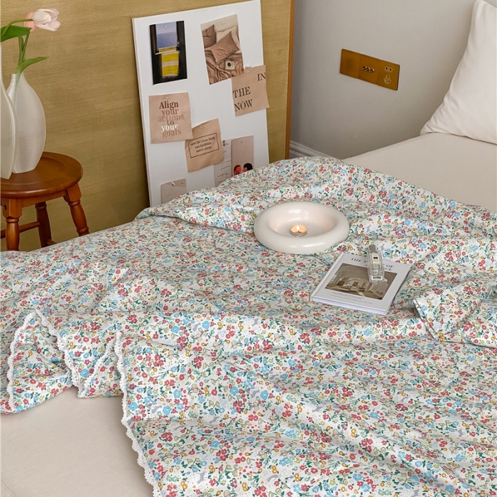 91家纺网 家纺一手货源 找家纺 棉眠 2022新款13070全棉碎花系列夏被 绿可可