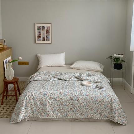 棉眠 2022新款13070全棉碎花系列夏被 绿可可