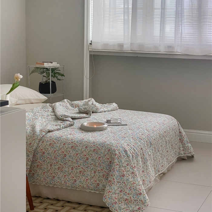 91家纺网 家纺一手货源 找家纺 棉眠 2022新款13070全棉碎花系列夏被 绿可可