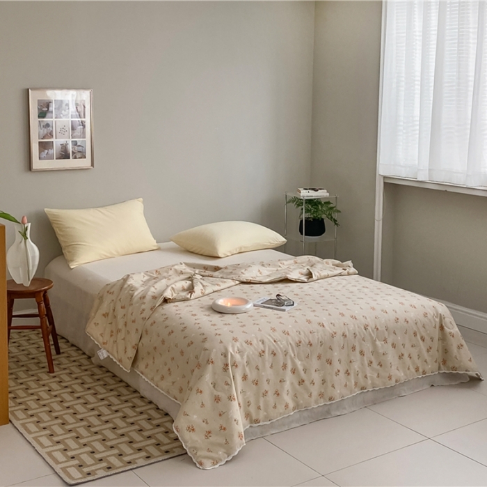 91家纺网 家纺一手货源 找家纺 棉眠 2022新款13070全棉碎花系列夏被 蜜桃雪山