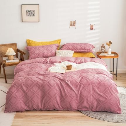 91家纺网 家纺一手货源 找家纺 （总）仟网汇 2022新款韩式菱形剪花纯色简约款四件套