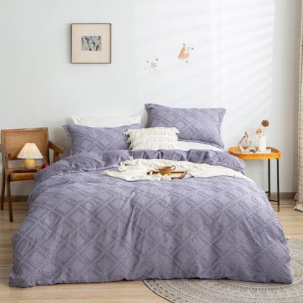 91家纺网 家纺一手货源 找家纺 （总）仟网汇 2022新款韩式菱形剪花纯色简约款四件套