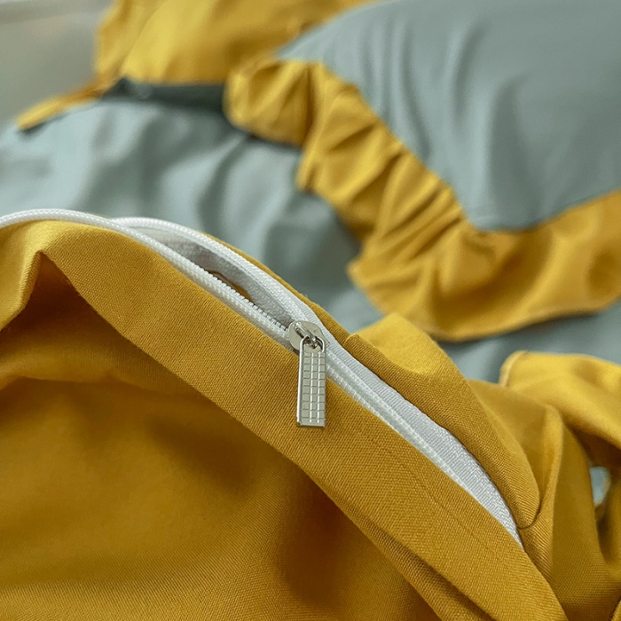 91家纺网 家纺一手货源 找家纺 维娜斯 2022新款纯色花边单品 蓝绿+姜黄