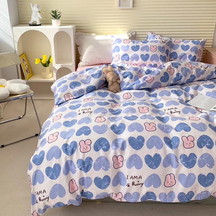 91家纺网 家纺一手货源 找家纺 怡家居 2022新款第六批全棉印花四件套 爱心兔