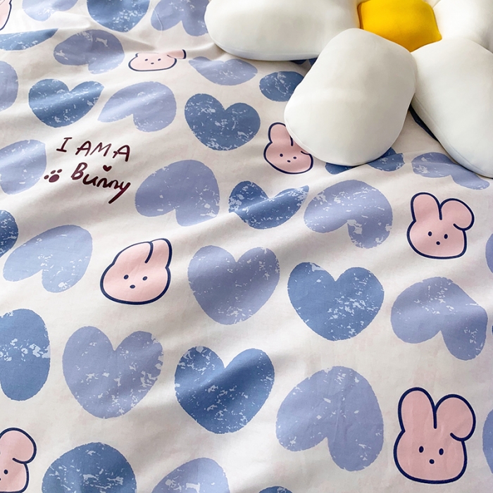 91家纺网 家纺一手货源 找家纺 怡家居 2022新款第六批全棉印花四件套 爱心兔