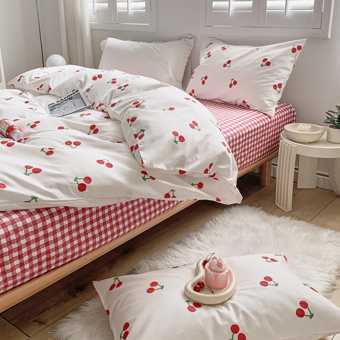 91家纺网 家纺一手货源 找家纺 怡家居 2022新款第六批全棉印花四件套 小樱桃
