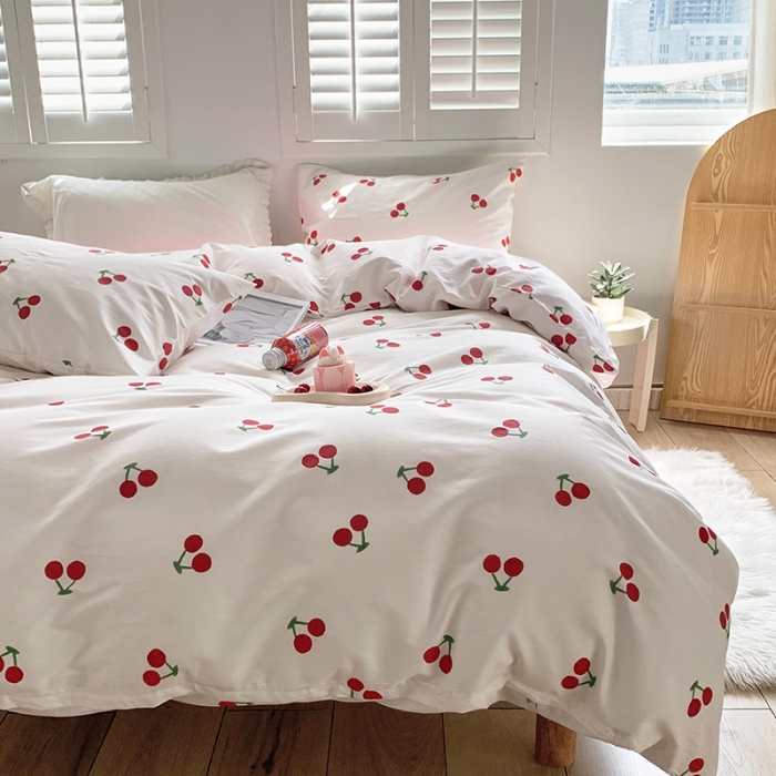 91家纺网 家纺一手货源 找家纺 怡家居 2022新款第六批全棉印花四件套 小樱桃