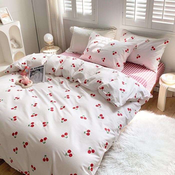 91家纺网 家纺一手货源 找家纺 怡家居 2022新款第六批全棉印花四件套 小樱桃