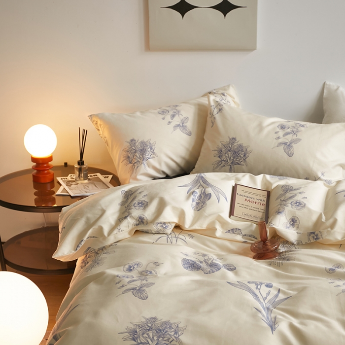 91家纺网 家纺一手货源 找家纺 怡家居 2022新款第六批全棉印花四件套 幽兰