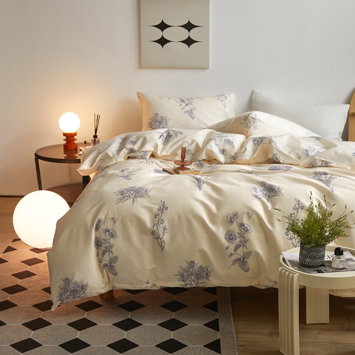 91家纺网 家纺一手货源 找家纺 怡家居 2022新款第六批全棉印花四件套 幽兰