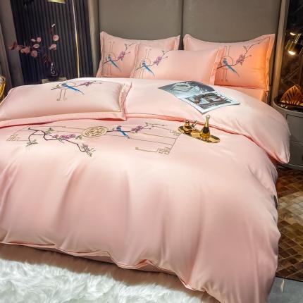 91家纺网 家纺一手货源 找家纺 麦瑞家纺 2024新款亲肤刺绣款四件套 简爱--香妃玉