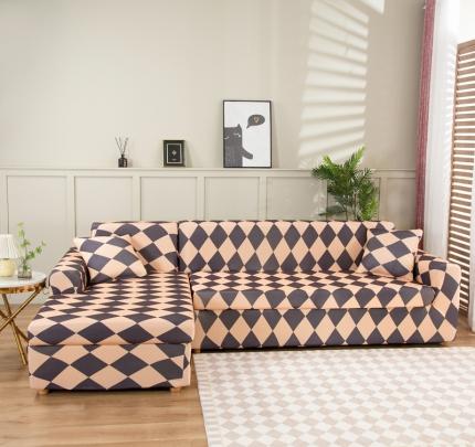 91家纺网 家纺一手货源 找家纺 兴妮雅家纺 2022新款贵妃风格沙发套 简约主义咖