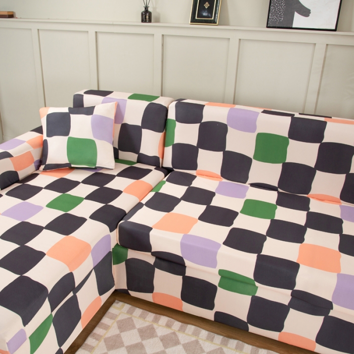 91家纺网 家纺一手货源 找家纺 兴妮雅家纺 2022新款贵妃风格沙发套 多彩方格
