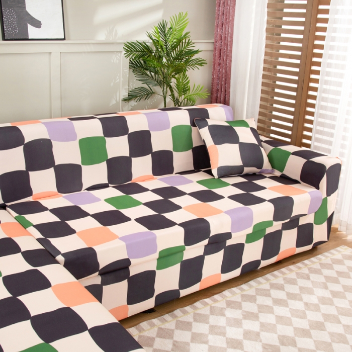 91家纺网 家纺一手货源 找家纺 兴妮雅家纺 2022新款贵妃风格沙发套 多彩方格