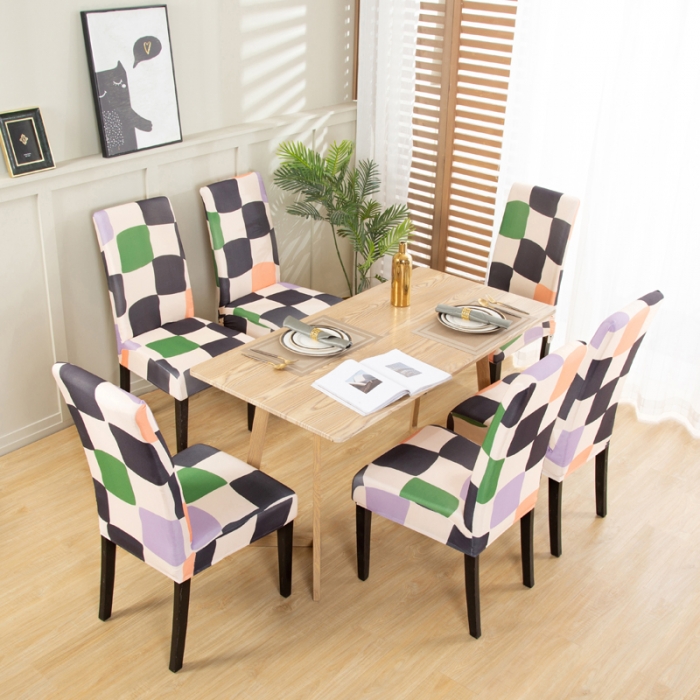 91家纺网 家纺一手货源 找家纺 兴妮雅家纺2022新款四季印花款椅子套 多彩方格