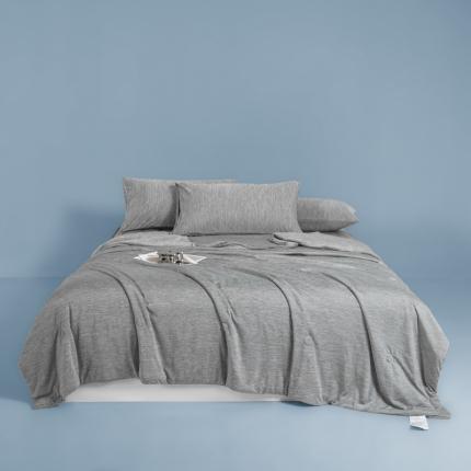 91家纺网 家纺一手货源 找家纺 2023新款-A类针织冰点凉感丝夏被可配3件套4件套 高级灰