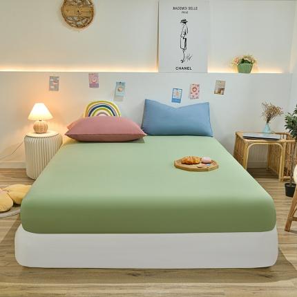 91家纺网 家纺一手货源 找家纺 （总）极梦 2025新款ins纯色水洗棉磨毛单床笠三件套 床垫保护套