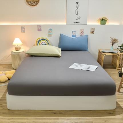 91家纺网 家纺一手货源 找家纺 （总）极梦 2025新款ins纯色水洗棉磨毛单床笠三件套 床垫保护套