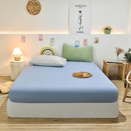 91家纺网 家纺一手货源 找家纺 （总）极梦 2025新款ins纯色水洗棉磨毛单床笠三件套 床垫保护套