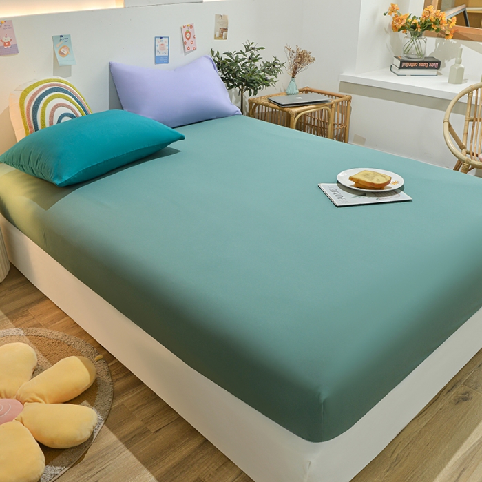 91家纺网 家纺一手货源 找家纺 极梦 2025新款ins纯色水洗棉磨毛单床笠三件套 薄荷绿