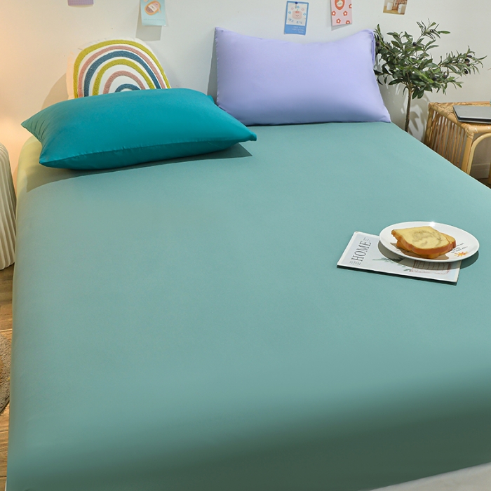 91家纺网 家纺一手货源 找家纺 极梦 2025新款ins纯色水洗棉磨毛单床笠三件套 薄荷绿