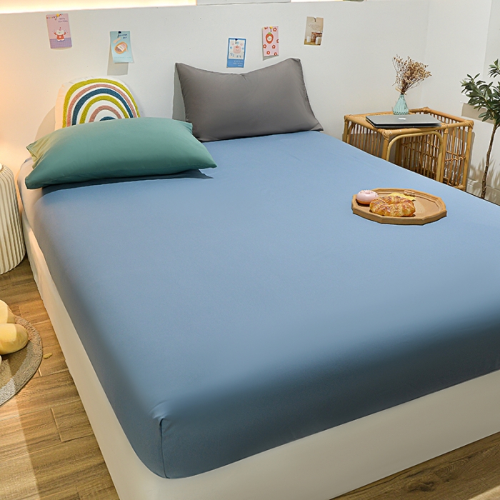 91家纺网 家纺一手货源 找家纺 极梦 2025新款ins纯色水洗棉磨毛单床笠三件套 布丁兰